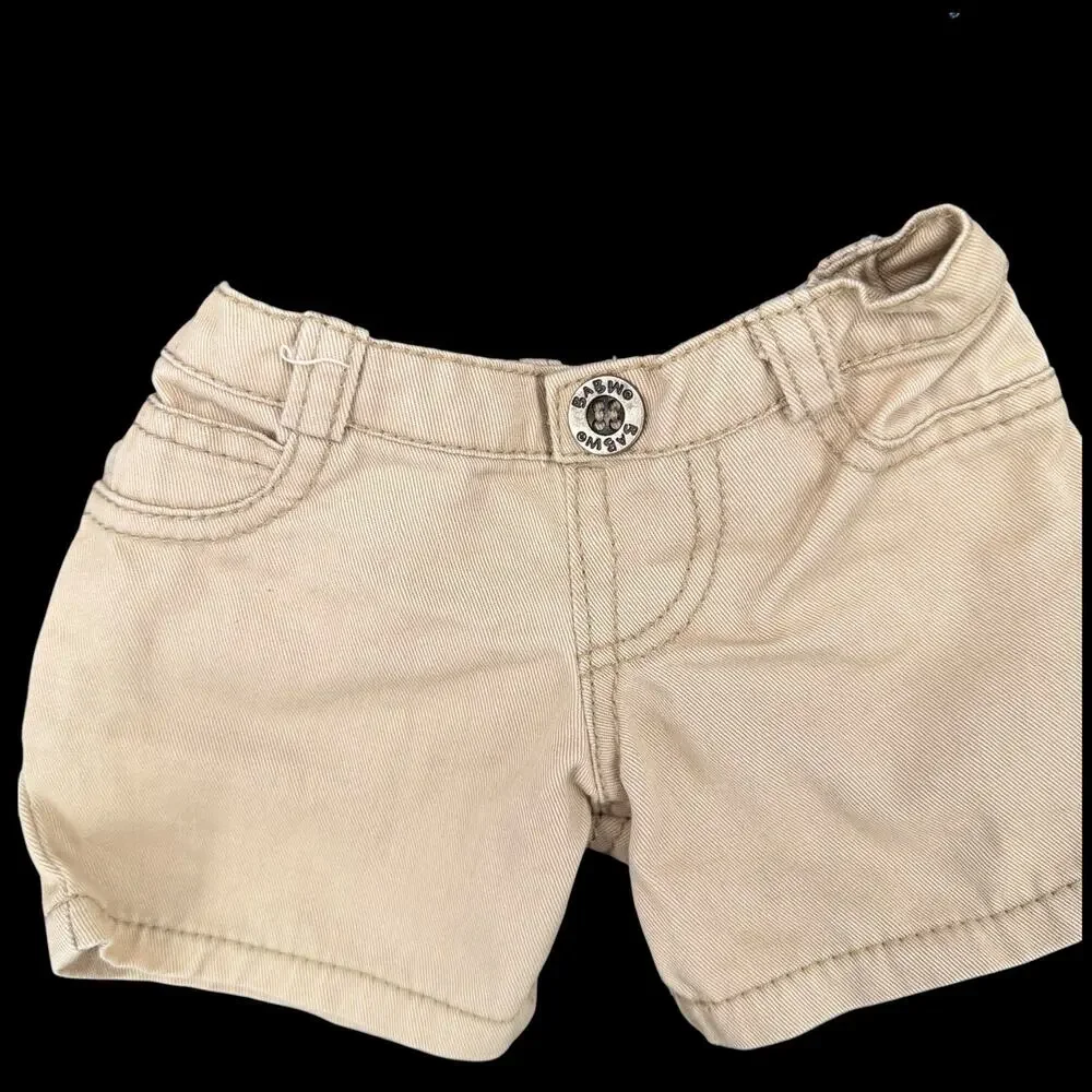 Build-A-Bear Workshop Shorts Lot of 2 Denim Khaki Racing Patch Outfit